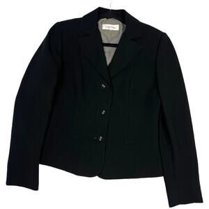 Calvin Klein Blazer Suit Jacket Black 3 Button Long Sleeve Notch Lapel Women's 4